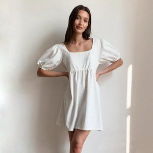 Textured Puff Sleeve Smock Dress